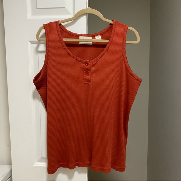 Ribbed Sleeveless Tank Orange - Picture 6 of 7